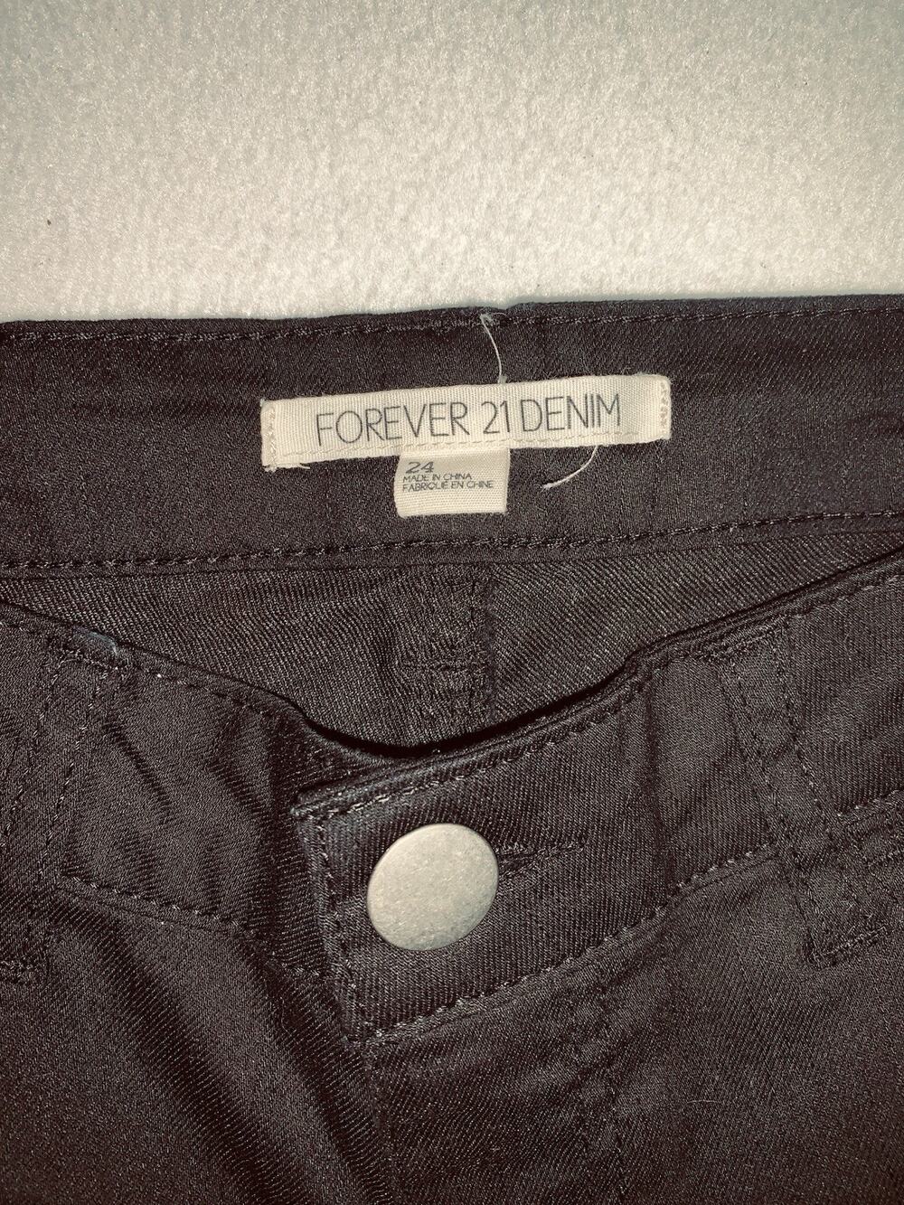 Forever 21 Skinny Jeans Womens 28 Black Stretch Low Rise Denim Jeans Marked 24